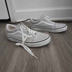 Light gray and white Vans old skools
